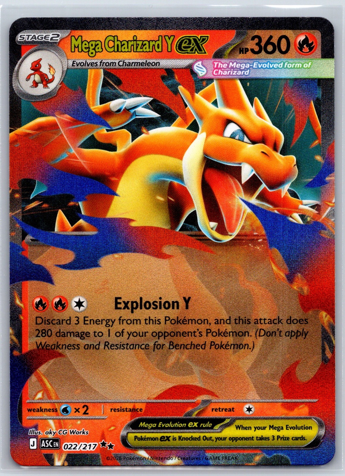 Mega Charizard Y ex 022/217 Double Rare Ascended Heroes Pokemon Holo Near Mint