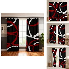 Castle Fairy Retro Circle Blackout Curtain,Red White Black Curtains Boys Girls
