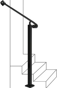 Adjustable Handrail 1-2 Step, Wall&Floor Mounted Wrought Iron Handrails, Hand...