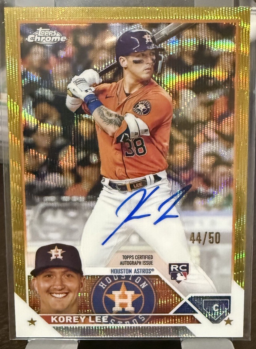 2023 Topps Chrome Korey Lee Gold Wave Auto 44/50 Astros view 1