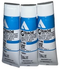 3-TUBES Holbein Acrylic Gouache 20ml D100 LIGHT BLUE New See All Photos