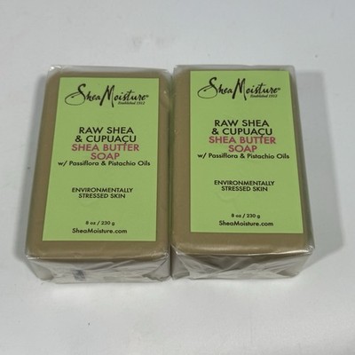Lot Of 2 - Shea Moisture Raw Shea & Cupuacu Shea Butter Soap 8 Oz Passiflora