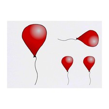 4 x 'Red Balloon' Temporary Tattoos / Transfers TO00016130 
