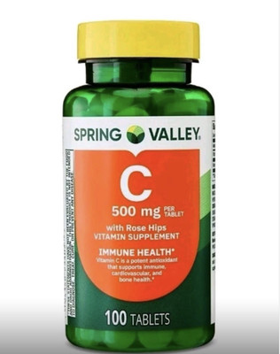 Spring Valley Vitamin C 500 mg with Rose Hips 100 Tablets Immune Support