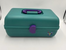 Vintage Caboodles Makeup Case  2602 Purple Pink Teal Side Slide Outs 90s