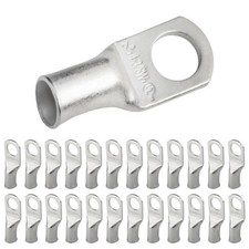 SELTERM 25pcs 4 AWG 3/8 Stud Wide Pad Marine Grade Tinned Copper Battery Cabl...