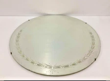 28" Round Vintage Art Deco Frameless Beveled Etched Mirror 1940 Hooker Glass Co.