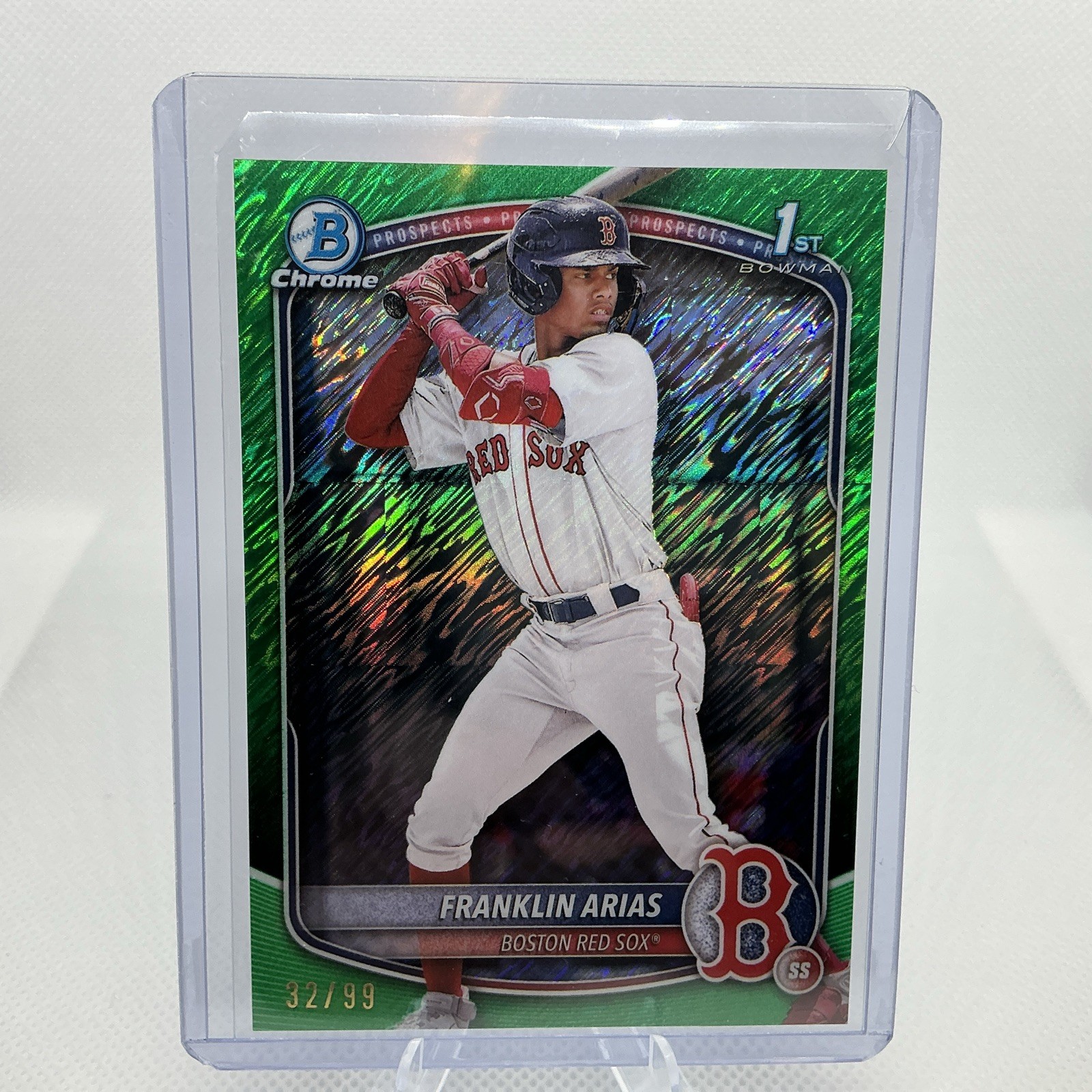 Franklin Arias 2025 Bowman Chrome 1st Green Shimmer /99 Boston Red Sox