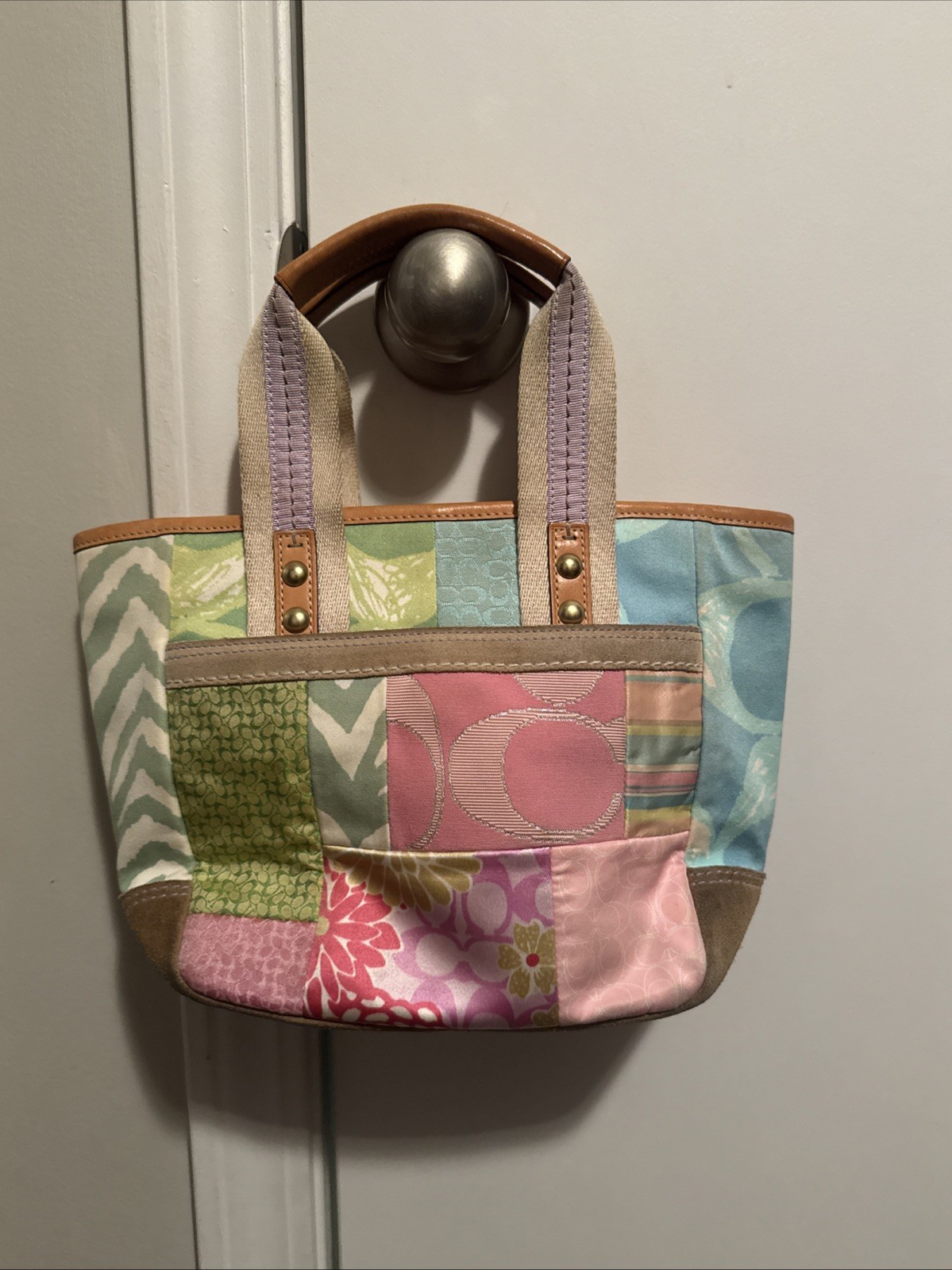 Y2K Coach Hampton Spring Patchwork Small Tote Lim… - image 6