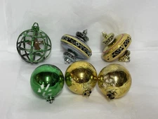 LOT-6 Vintage Christmas Plastic Ornaments-Various Shapes