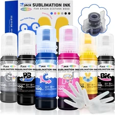 600ML Printers Jack Sublimation Ink ET-8550/8500 T-Shirt Transfer, 6 Colors