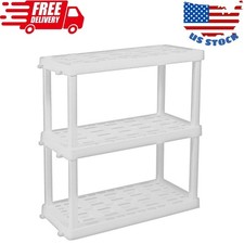 Plastic Shelving Unit Storage Shelf 3-Tier 38"H x 36"W x 18"D 450 lbs Capacity