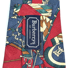 Vintage Burberrys of London Mens 100 Silk Tie Multicolor Royal Castles Necktie