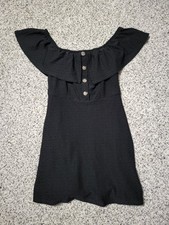 Juniors Speechless Black Button Off The Shoulder Dress, Size XS