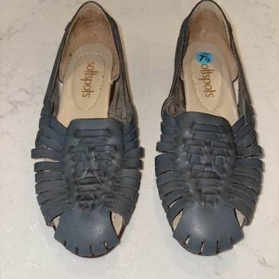 Softspots Womens Trinidad Woven Leather Huarache Sandal Denim Color way SZ 7.5