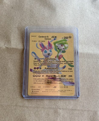 Gardevoir and Sylveon GX Tag Team Gold Holo Rare Pokemon TCG 130