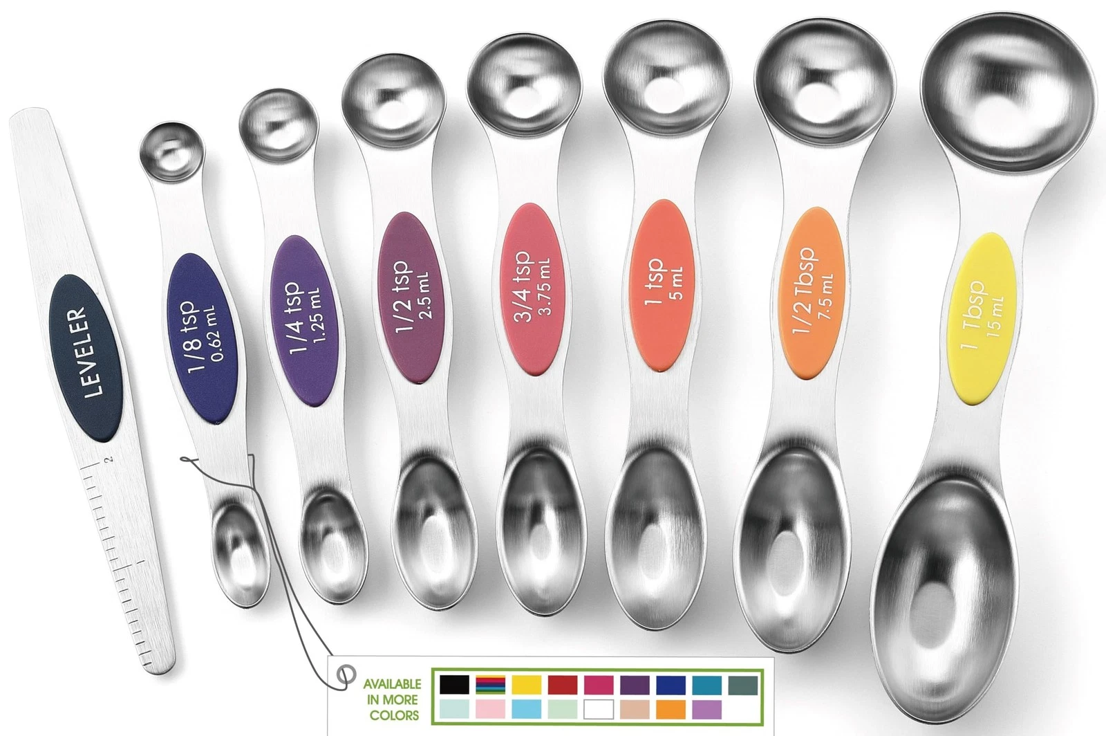 Spring Chef Stainless Steel Magnetic Measuring Spoons Set of 8 with Leveler,