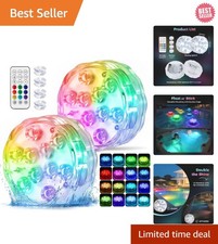 Remote-Controlled Submersible LED Lights, 2026 Upgrade with Smart Timer - 2 Pack