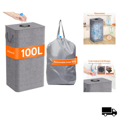 Lifewit 100L Pfandflaschen Sammelbehälter mit Deckel Grau