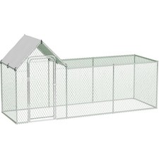 Outdoor Chicken Run Coop Cage, Galvanized Steel Frame, All-Weather Canopy