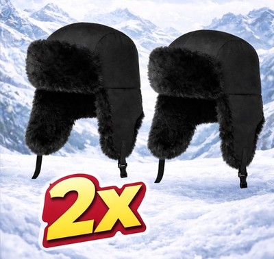 2x Warme Wintermütze Russenmütze U.D.S.S.R Uschanka /  Trappermütze gr. L