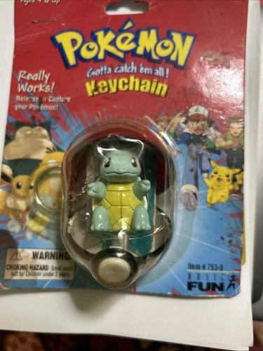 Pokemon 1999 Squirtle Pokeball Keychain #07 NEW Sealed Basic Fun 753-0 Vintage