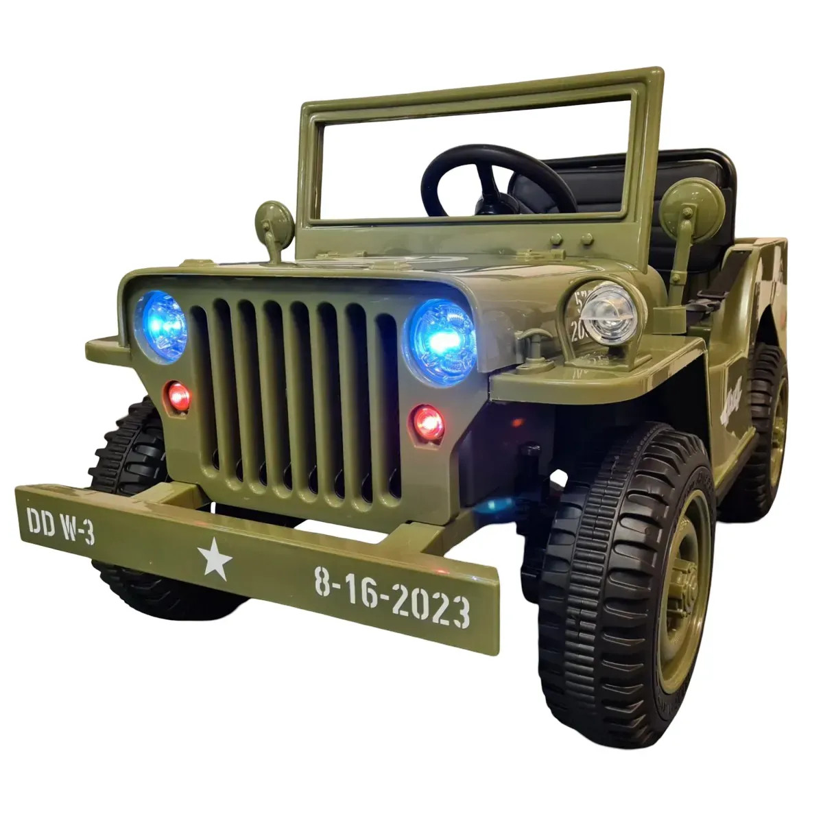 Macchina Elettrica Jeep Willy Verde per Bambini Fuoristrada