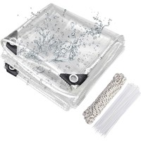 Transparente Plane Mit öSen 420G/M² 2X5M, Abdeckplane Zeltplane Mit Seil Und...