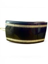 1950 s French Curved Hair Clip Barrette in Black Gold, Wire Clasp, Unworn 2.5