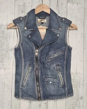 Perfecto By Schott Joplin Jacket Denim Motorcycle Vest NWT Sz. S Defect...