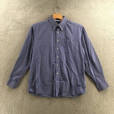 Tommy Hilfiger Shirt Mens 16 1/2 Blue Cotton Gingham Long Sleeve Button Down