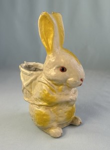 Vintage Paper Mache Easter bunny Rabbit Candy Container 9 "