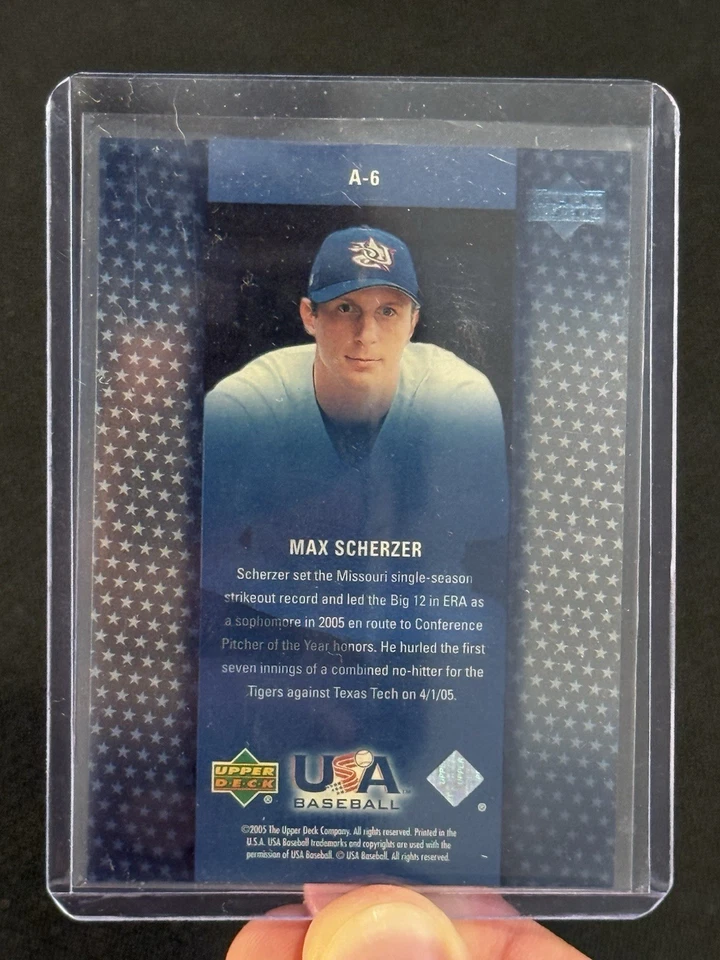 2005 Upper Deck USA Baseball Vision of the Future #A-6 Max Scherzer - Image 4 of 4