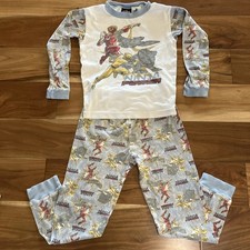 Vtg Kids Boys Power Rangers Ninja Power AOP Pajama Set Sz 8 Retro 2000s Y2K RARE