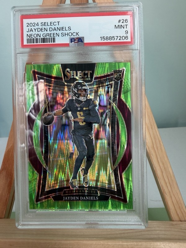 2024 Jayden Daniels Select #26 Neon Green Shock/599 PSA 9