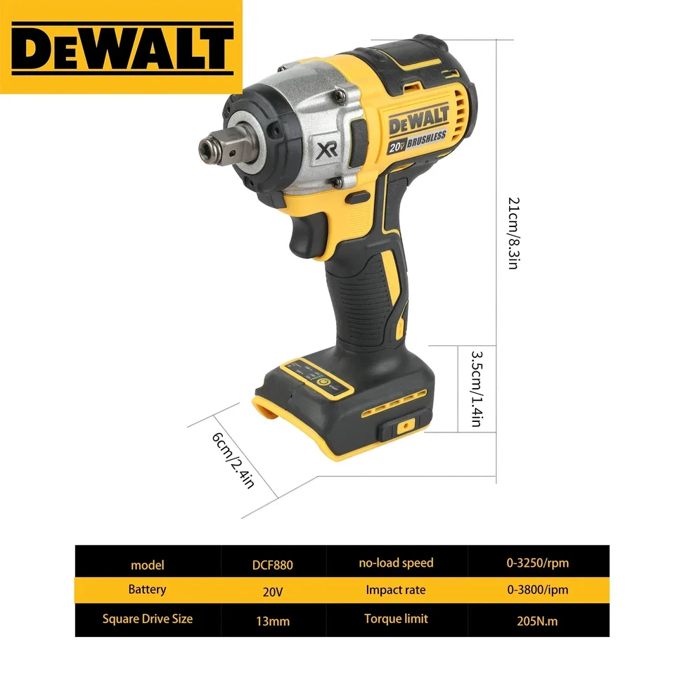 Dewalt DCF880 20V MAX XR Brushless Cordless Impact Wrench 205Nm Torque - Image 2 of 4