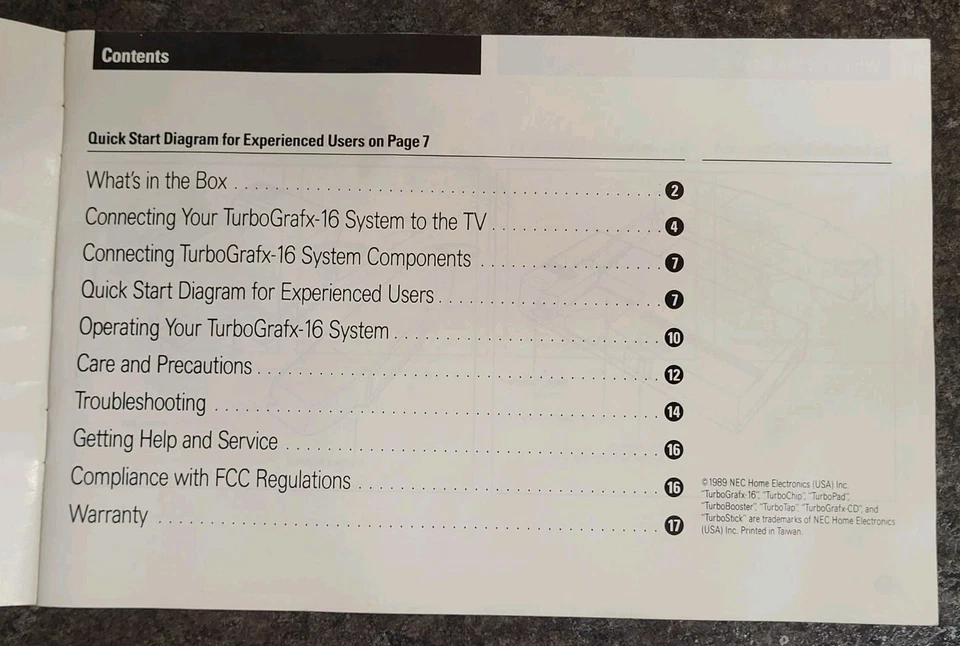Turbo Grafx 16 Console System Instruction Manual Booklet Turbografx 1989 - Image 2 of 4