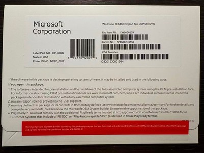 Win 10 Home 64 bit DVD with Product Key New Sealed & Free Shipping。