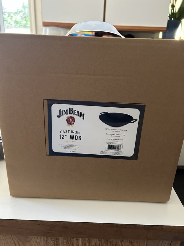 Jim Beam 12" Cast iron Wok Pre-Seasoned New