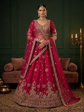 Bridal Gadhwal Silk Lehenga Choli Heavy Beads Sequins Embroidery Outfit