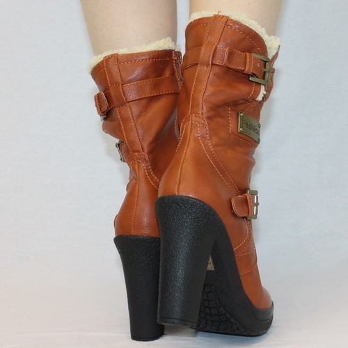 Warm Comfort Ankle Full Faux Fur Zip Block Heel Buckle Platform Boots 3 - 8 945 - Picture 8 of 18