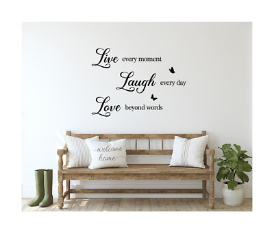 Lebe jeden Moment, lache jeden Tag, Liebe jenseits der Worte Zitat Wandbild Vinyl-Aufkleber