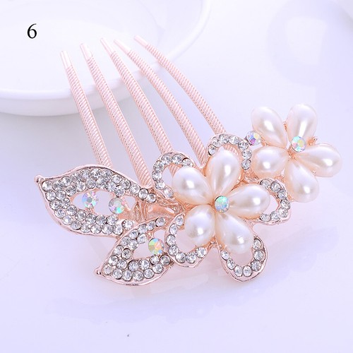 Womens Rhinestone Crystal Wedding Flower Hair Comb Clip Hairpin Bridal Jewellery - Picture 33 of 40