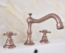 Antique Copper Bathroom 3 Hole Widespread Faucet Sink Basin Mixer Tap fsf630
