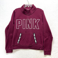 Victoria's Secret PINK 1/4 Zip Pullover Sweatshirt Women's Size L - Burgundy