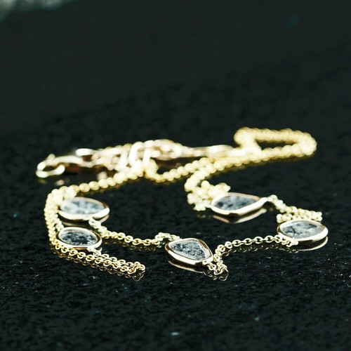 Natural Polki Slice Diamond Wedding Necklace 14k Yellow Gold Chain Jewelry Gifts - Picture 4 of 6