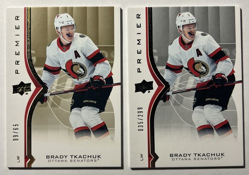 LOT of 2 BRADY TKACHUK 2020-21 Premier Gold Parallel /65 SP & Base /299 UD 20/21