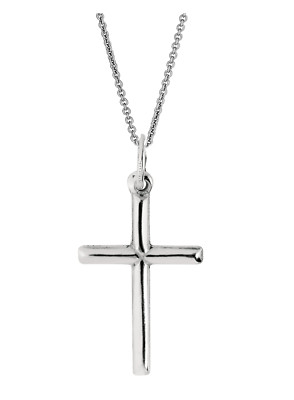 SSterling Silver Small Italian Cross Charm Pendant Necklace 18x30 Mm