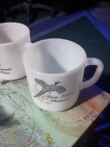 Vtg Federal Canada Goose Canvasback Duck Milk Glass Coffee Mug Tea Cup D Handle