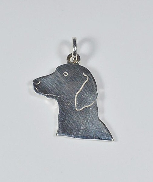 SilberanhäNger Mit Silhouette Eines FlachköPfigen Hundes, Komplett Mit Kostenlos-image